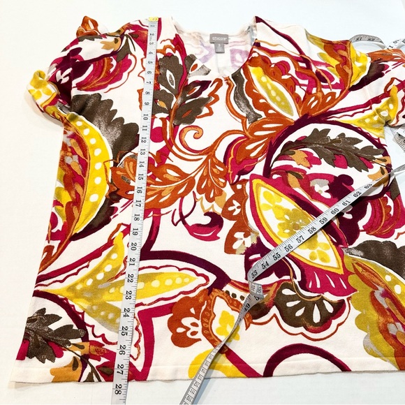 Chico’s V-Neck Sweater Touch of Cashmere Red Cream Multicolor, Size 3 (US 16/XL) - Picture 14 of 14